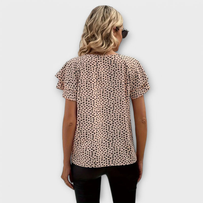 Emily™ Blouse with Allover Print and Ruffle Details