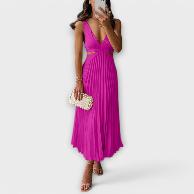 Elegant Midi Evening Dress with Pleats