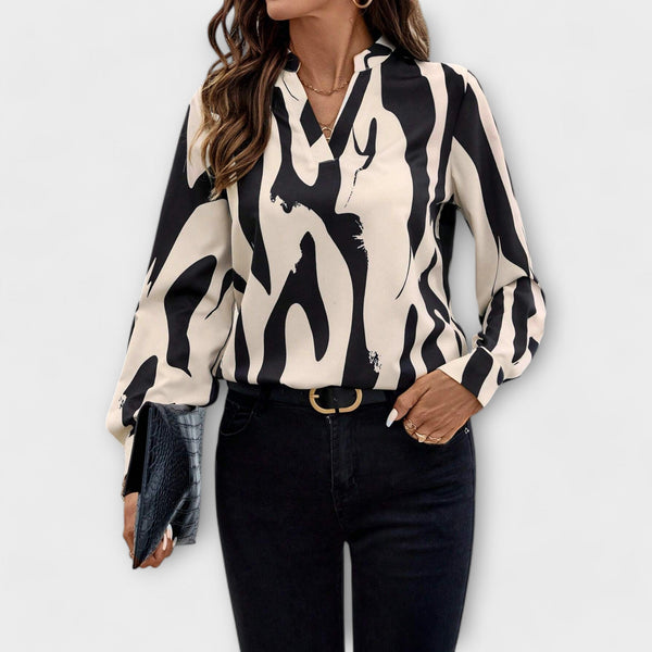 Hiba™ Elegant Blouse with Graphic Pattern