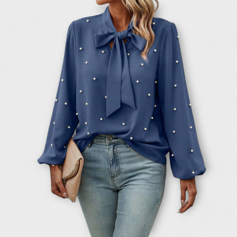 Sophie™ Elegant Blouse with Pearl Details and Bow