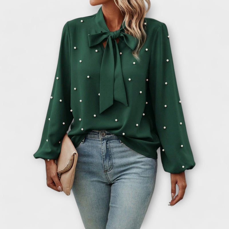 Sophie™ Elegant Blouse with Pearl Details and Bow