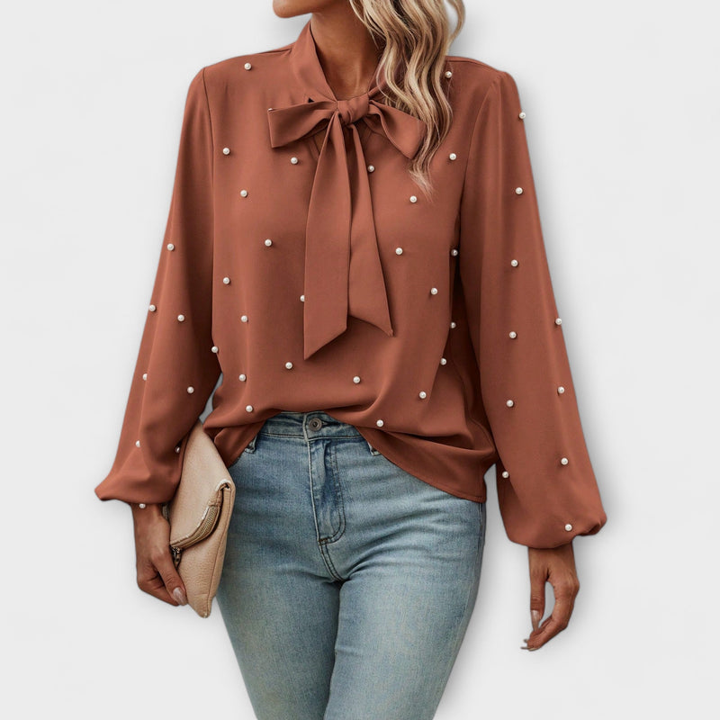 Sophie™ Elegant Blouse with Pearl Details and Bow