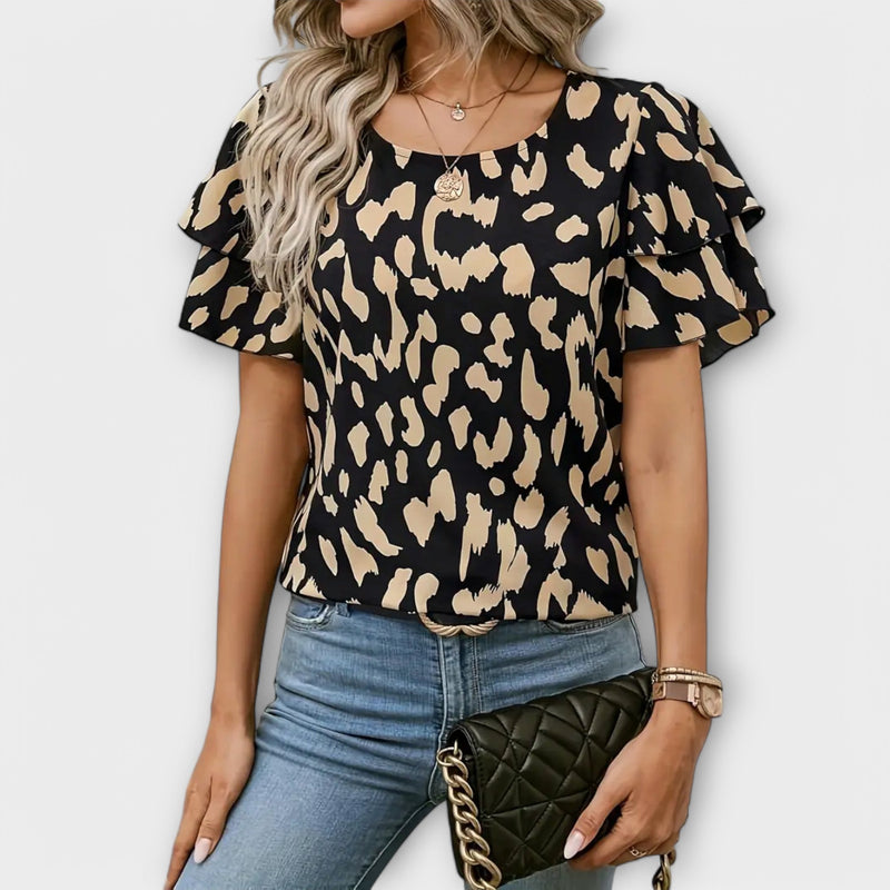 Leonie™ Ruffled Leopard Blouse