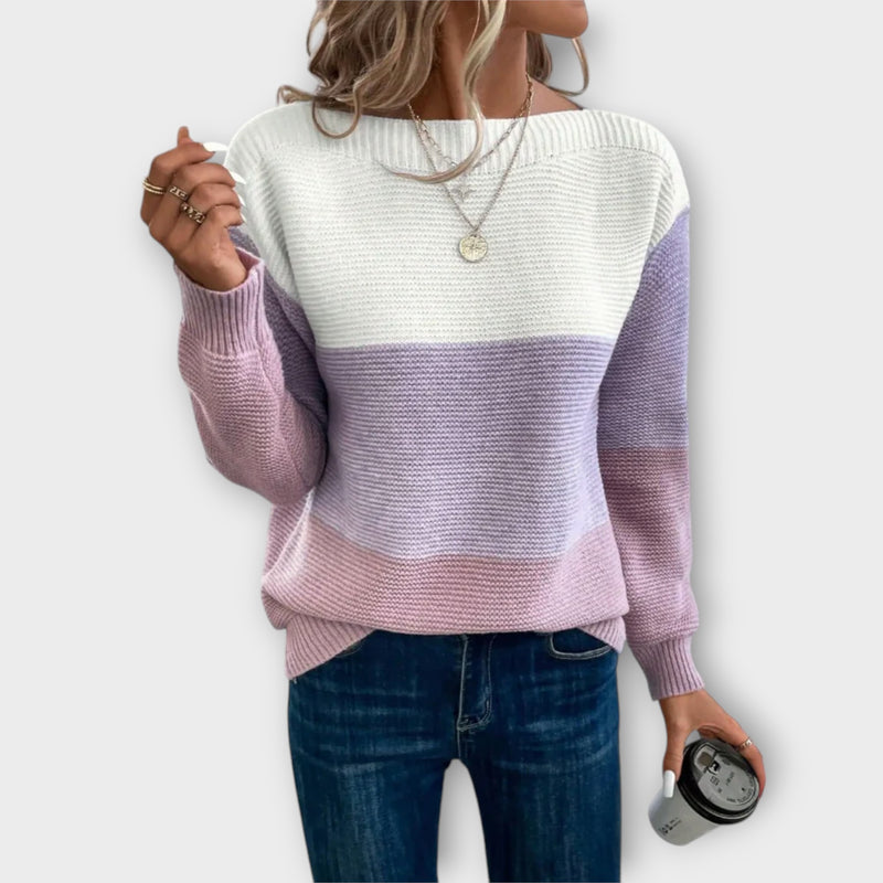 Maria™ Elegant Tri-Color Patchwork Sweater