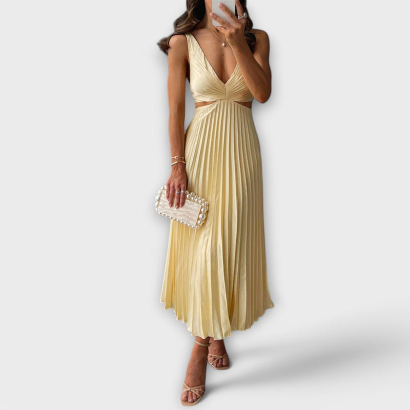 Elegant Midi Evening Dress with Pleats
