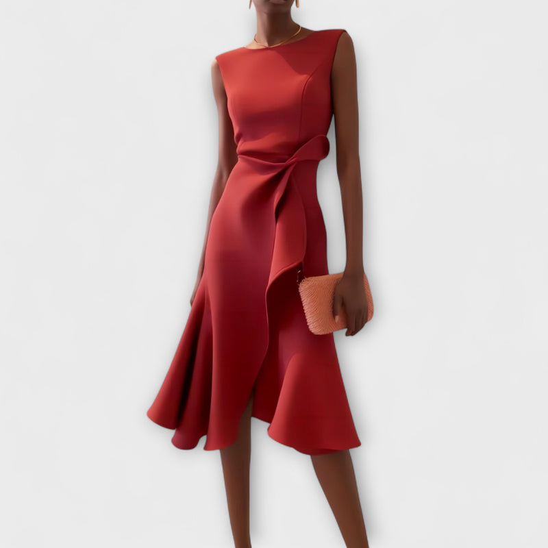 Aveline – Sculpted Ruffle Midi Dress
