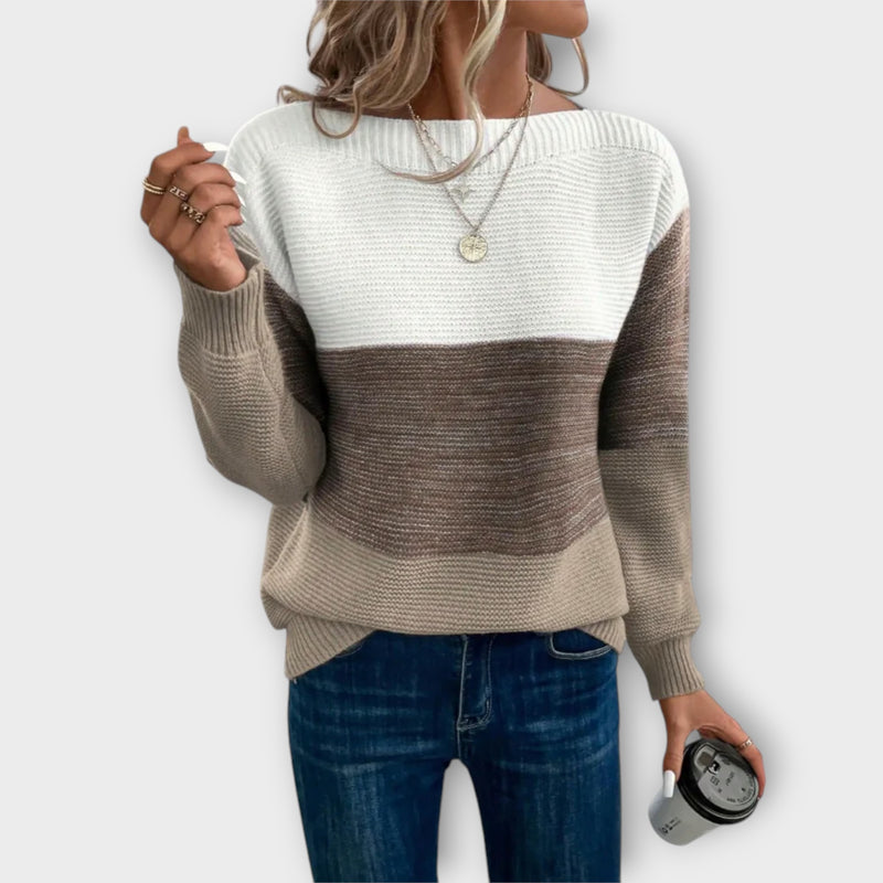 Maria™ Elegant Tri-Color Patchwork Sweater