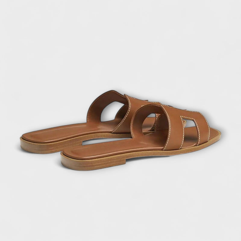 Nelia – Flat Summer Slippers with Decorative Stitching