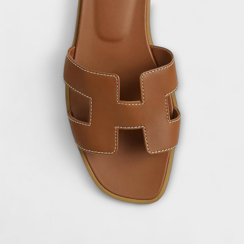 Nelia – Flat Summer Slippers with Decorative Stitching