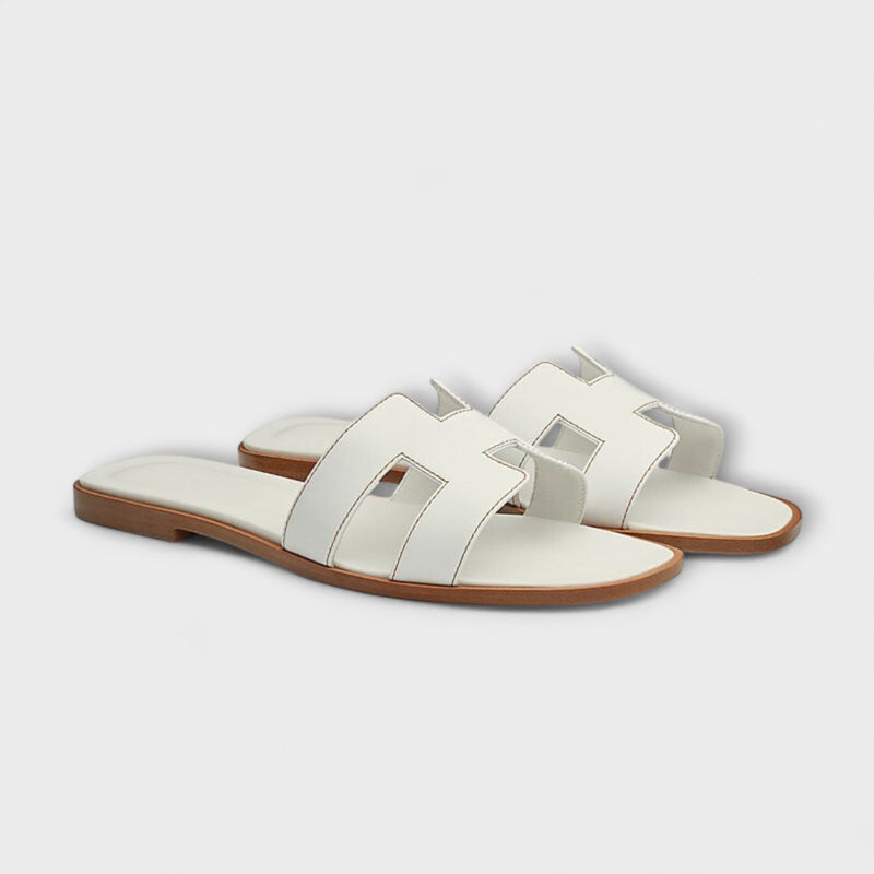 Nelia – Flat Summer Slippers with Decorative Stitching