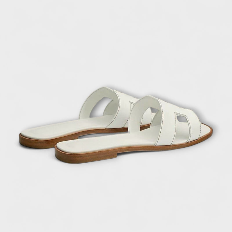 Nelia – Flat Summer Slippers with Decorative Stitching