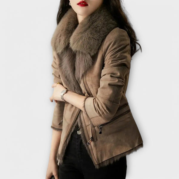 Leonora™ Shearling Jacket with Fur Collar