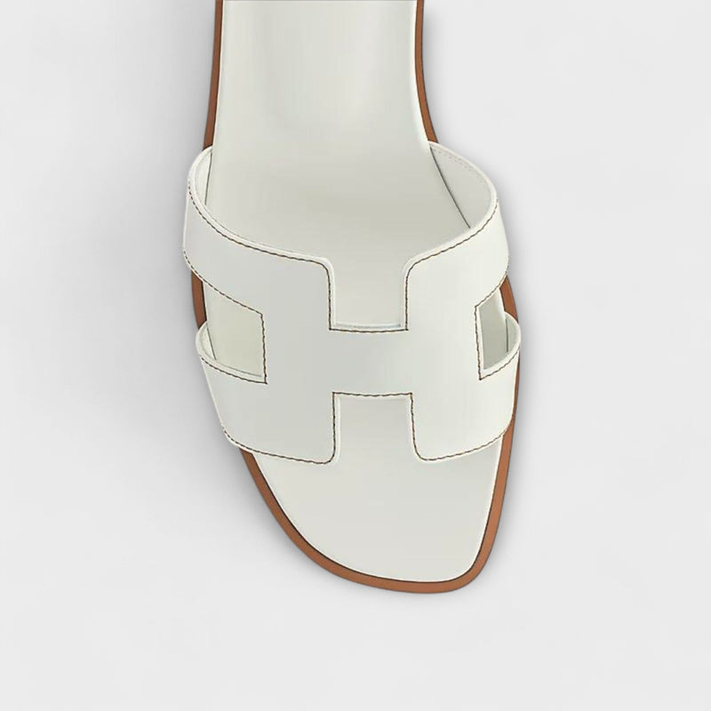 Nelia – Flat Summer Slippers with Decorative Stitching