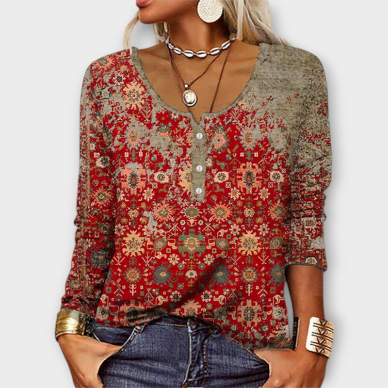 Elara™ Boho Print Blouse