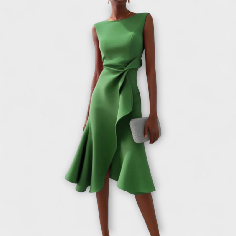 Aveline – Sculpted Ruffle Midi Dress