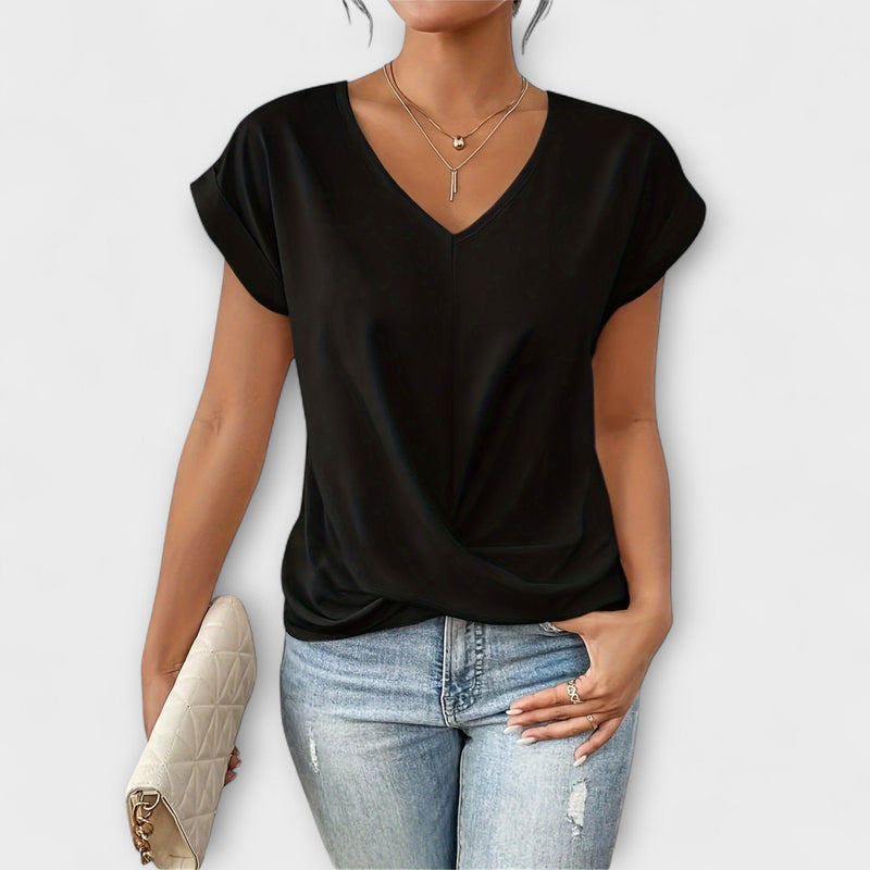 Mia - V-Neck Top with Knot Detail
