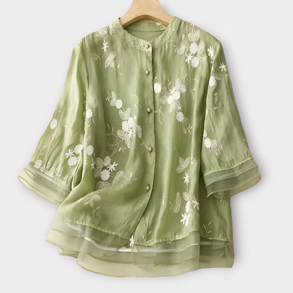 Elena™ Cotton & Linen Blouse