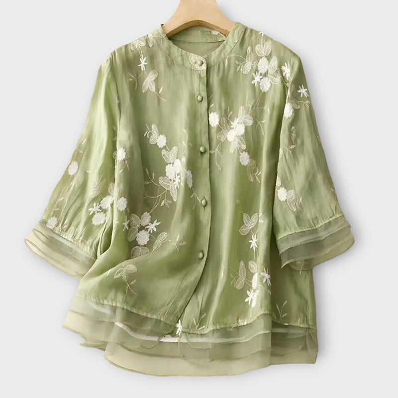 Elena™ Cotton & Linen Blouse