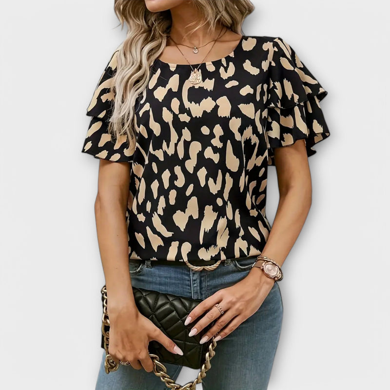 Leonie™ Ruffled Leopard Blouse