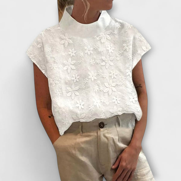 Nia – Embroidered High-Neck Top