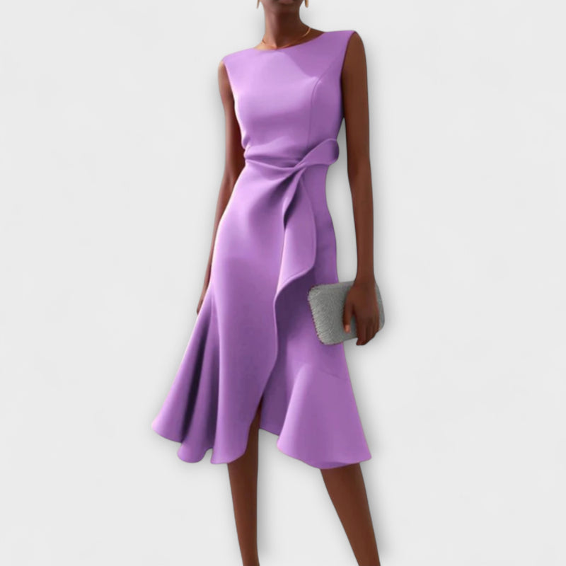 Aveline – Sculpted Ruffle Midi Dress