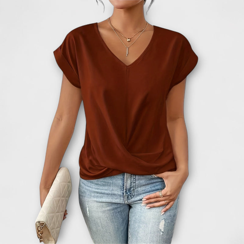 Mia - V-Neck Top with Knot Detail