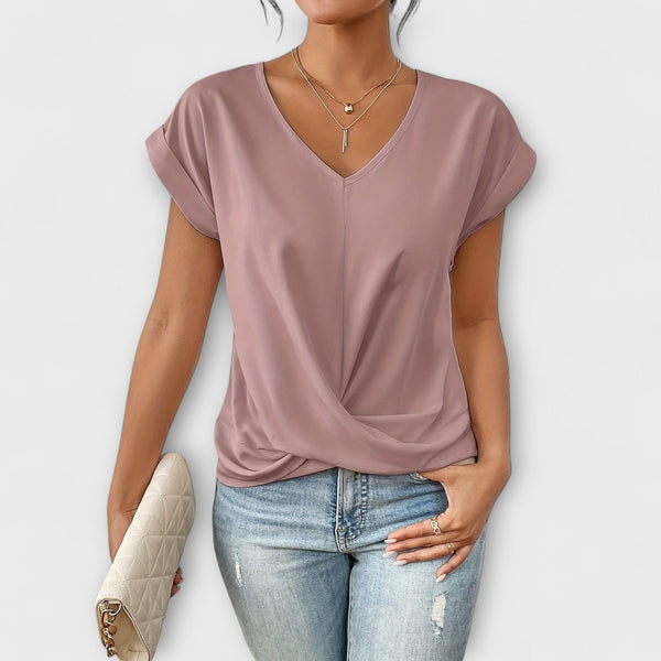 Mia - V-Neck Top with Knot Detail