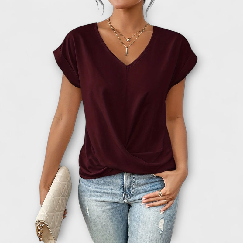 Mia - V-Neck Top with Knot Detail