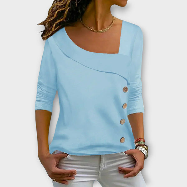 Viona – Asymmetric Button Top