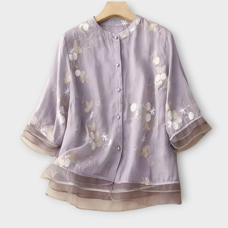 Elena™ Cotton & Linen Blouse