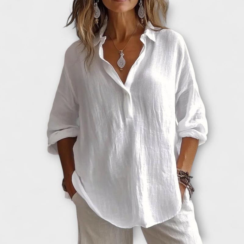 Elina – Relaxed Cotton-Linen Blouse