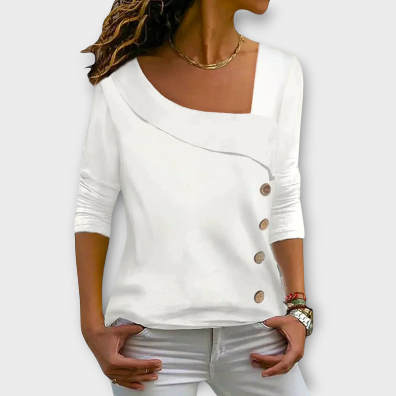 Viona – Asymmetric Button Top