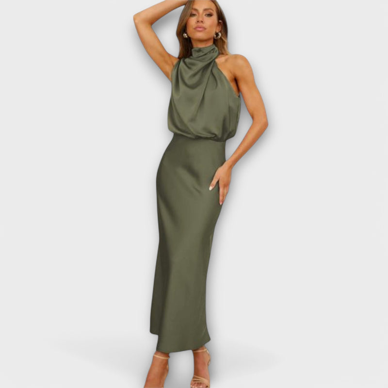 Selena™ Satin Halter Maxi Dress