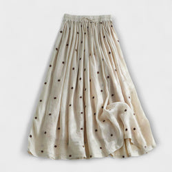 Playful Polka Dot Maxi Skirt Made of Cotton-Linen
