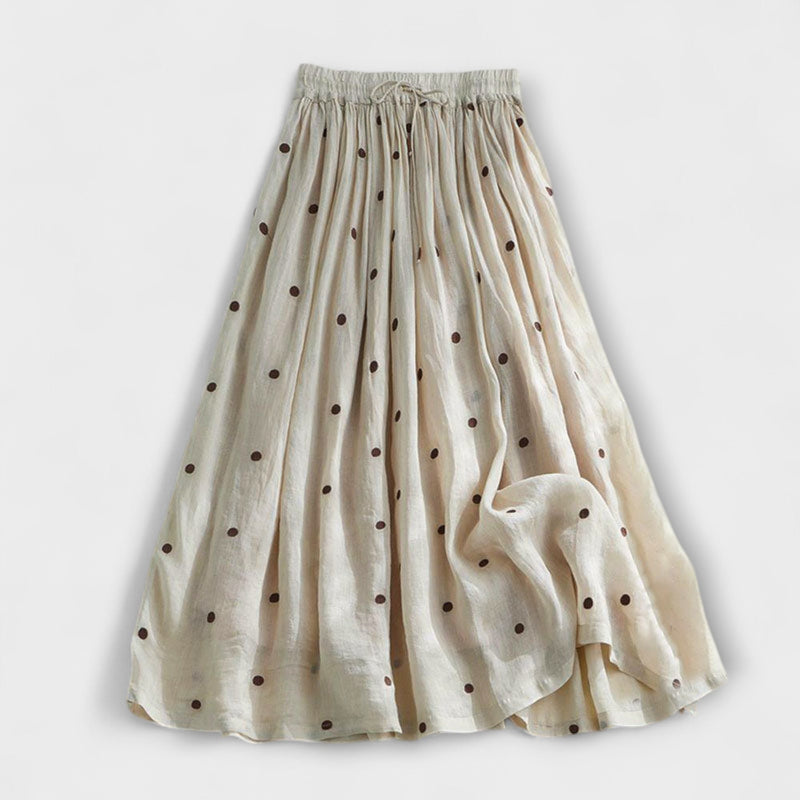 Playful Polka Dot Maxi Skirt Made of Cotton-Linen
