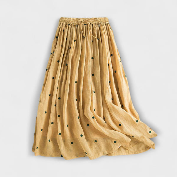 Playful Polka Dot Maxi Skirt Made of Cotton-Linen