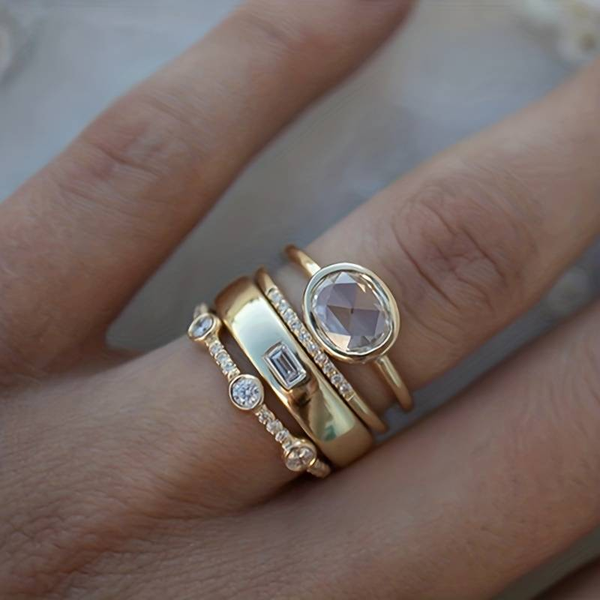 Vintage Gold and Zrikonia Ringset